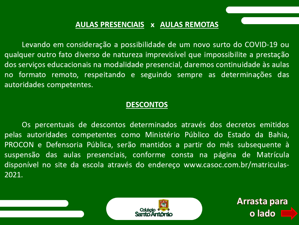 ATENÇÃO Senhores Pais e ou Responsáveis Colégio Santo Antônio